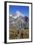 Hikers Proceed Towards the High Peak of Dent Herens in a Clear Summer Day, Switzerland-Roberto Moiola-Framed Photographic Print
