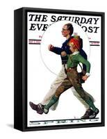 "Hikers" Saturday Evening Post Cover, May 5,1928-Norman Rockwell-Framed Stretched Canvas