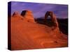 Hikers View Delicate Arch at Sunset, Utah, USA-Jerry Ginsberg-Stretched Canvas