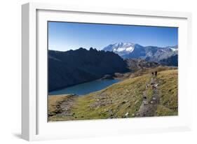 Hikers Walking on the Colle Del Nivolet Beside Rossett Lake (Lago Rossett)-Roberto Moiola-Framed Photographic Print