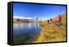 Hikers Walking on the Path Beside the Stellisee with the Matterhorn Reflected-Roberto Moiola-Framed Stretched Canvas