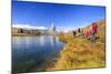 Hikers Walking on the Path Beside the Stellisee with the Matterhorn Reflected-Roberto Moiola-Mounted Photographic Print