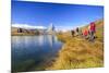 Hikers Walking on the Path Beside the Stellisee with the Matterhorn Reflected-Roberto Moiola-Mounted Photographic Print