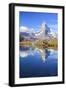 Hikers Walking on the Path Beside the Stellisee with the Matterhorn Reflected-Roberto Moiola-Framed Photographic Print