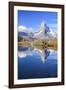 Hikers Walking on the Path Beside the Stellisee with the Matterhorn Reflected-Roberto Moiola-Framed Photographic Print