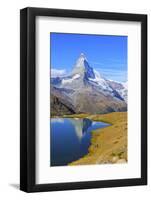 Hikers Walking on the Path Beside the Stellisee with the Matterhorn Reflected-Roberto Moiola-Framed Photographic Print