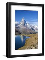 Hikers Walking on the Path Beside the Stellisee with the Matterhorn Reflected-Roberto Moiola-Framed Photographic Print