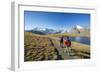 Hikers Wallking Along Rosset Lake, Gran Paradiso National Park, Alpi Graie (Graian Alps), Italy-Roberto Moiola-Framed Photographic Print