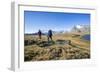 Hikers Wallking Along Rosset Lake, Gran Paradiso National Park, Alpi Graie (Graian Alps), Italy-Roberto Moiola-Framed Photographic Print