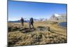 Hikers Wallking Along Rosset Lake, Gran Paradiso National Park, Alpi Graie (Graian Alps), Italy-Roberto Moiola-Mounted Photographic Print