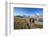 Hikers Wallking Along Rosset Lake, Gran Paradiso National Park, Alpi Graie (Graian Alps), Italy-Roberto Moiola-Framed Photographic Print