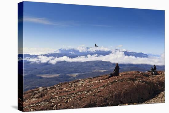 Hikers Watch a Condor (Vultur Gryphus)-Eleanor-Stretched Canvas