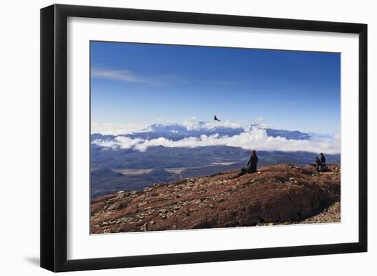 Hikers Watch a Condor (Vultur Gryphus)-Eleanor-Framed Photographic Print