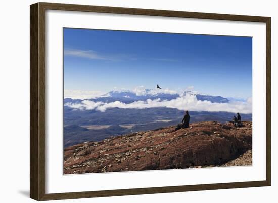 Hikers Watch a Condor (Vultur Gryphus)-Eleanor-Framed Photographic Print