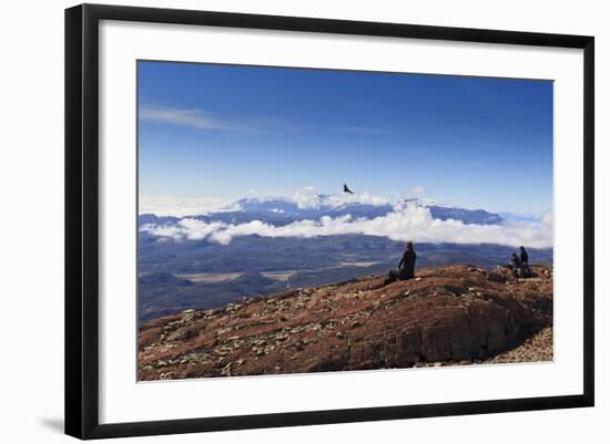 Hikers Watch a Condor (Vultur Gryphus)-Eleanor-Framed Photographic Print