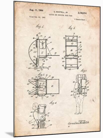 Hiking And Camping Backpack Patent-Cole Borders-Mounted Art Print