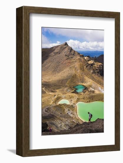 Hiking at the Emerald Lakes, Tongariro Alpine Crossing Trek, Tongariro National Park-Matthew Williams-Ellis-Framed Photographic Print