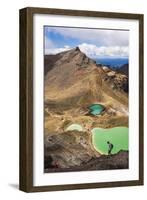 Hiking at the Emerald Lakes, Tongariro Alpine Crossing Trek, Tongariro National Park-Matthew Williams-Ellis-Framed Photographic Print