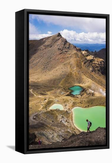 Hiking at the Emerald Lakes, Tongariro Alpine Crossing Trek, Tongariro National Park-Matthew Williams-Ellis-Framed Stretched Canvas