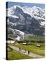Hiking Below the Jungfrau Massif From Kleine Scheidegg, Jungfrau Region, Switzerland, Europe-Michael DeFreitas-Stretched Canvas