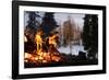 Hiking Boots Dry Out Next To A Campfire In The Wilderness-Hannah Dewey-Framed Photographic Print