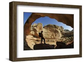 Hiking, Hickman Bridge, Capitol Reef National Park, Utah, USA, (Mr)-Norbert Eisele-Hein-Framed Photographic Print