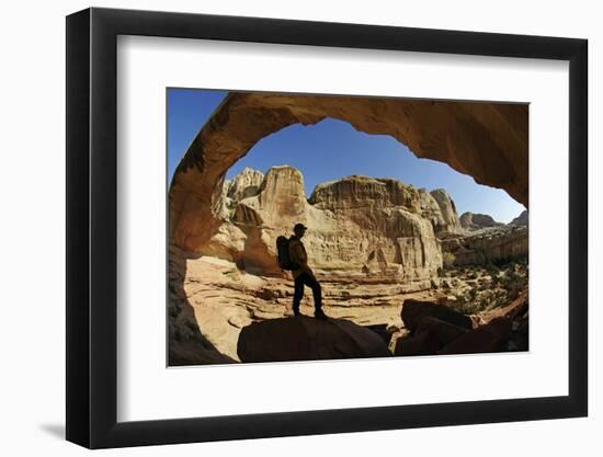 Hiking, Hickman Bridge, Capitol Reef National Park, Utah, USA, (Mr)-Norbert Eisele-Hein-Framed Photographic Print