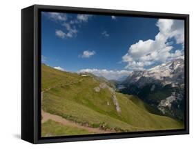 Hiking on High Route 2 in Dolomites, Bolzano Province, Trentino-Alto Adige/South Tyrol, Italy-Carlo Morucchio-Framed Stretched Canvas