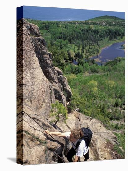 Hiking on the Beehive Trail, Maine, USA-Jerry & Marcy Monkman-Stretched Canvas