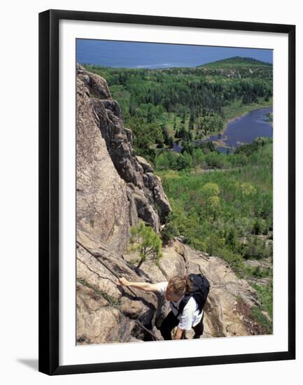 Hiking on the Beehive Trail, Maine, USA-Jerry & Marcy Monkman-Framed Premium Photographic Print