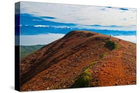 Hiking on the summit of Mt. Edgecumbe, Kruzof Island, Southeast Alaska-Mark A Johnson-Stretched Canvas