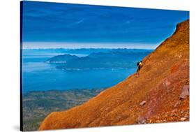 Hiking on the summit of Mt. Edgecumbe, Kruzof Island, Southeast Alaska-Mark A Johnson-Stretched Canvas