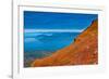 Hiking on the summit of Mt. Edgecumbe, Kruzof Island, Southeast Alaska-Mark A Johnson-Framed Photographic Print