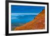 Hiking on the summit of Mt. Edgecumbe, Kruzof Island, Southeast Alaska-Mark A Johnson-Framed Photographic Print