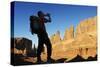 Hiking, Park Avenue, Arches National Park, Moab, Utah, USA, (Mr)-Norbert Eisele-Hein-Stretched Canvas