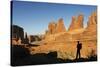 Hiking, Park Avenue, Arches National Park, Moab, Utah, USA, (Mr)-Norbert Eisele-Hein-Stretched Canvas