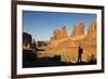 Hiking, Park Avenue, Arches National Park, Moab, Utah, USA, (Mr)-Norbert Eisele-Hein-Framed Photographic Print