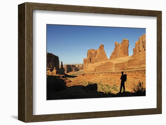 Hiking, Park Avenue, Arches National Park, Moab, Utah, USA, (Mr)-Norbert Eisele-Hein-Framed Photographic Print