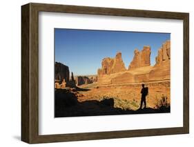 Hiking, Park Avenue, Arches National Park, Moab, Utah, USA, (Mr)-Norbert Eisele-Hein-Framed Photographic Print