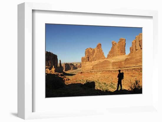 Hiking, Park Avenue, Arches National Park, Moab, Utah, USA, (Mr)-Norbert Eisele-Hein-Framed Photographic Print