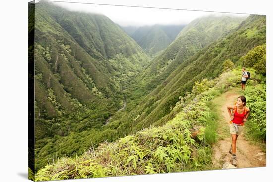 Hiking People on Hawaii, Waihee Ridge Trail, Maui, USA-Maridav-Stretched Canvas