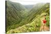 Hiking People on Hawaii, Waihee Ridge Trail, Maui, USA-Maridav-Stretched Canvas