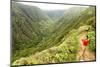 Hiking People on Hawaii, Waihee Ridge Trail, Maui, USA-Maridav-Mounted Photographic Print