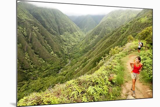Hiking People on Hawaii, Waihee Ridge Trail, Maui, USA-Maridav-Mounted Photographic Print