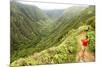 Hiking People on Hawaii, Waihee Ridge Trail, Maui, USA-Maridav-Mounted Photographic Print