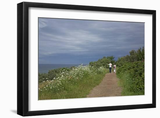 Hiking Trail on the Flower Covered Steep Bank with a View to the Baltic Sea-Uwe Steffens-Framed Photographic Print