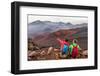 Hiking Travel Vacation in Maui Volcano, Hawaii. USA Travel Woman with Backpack Pointing at Haleakal-Maridav-Framed Photographic Print