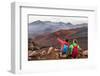 Hiking Travel Vacation in Maui Volcano, Hawaii. USA Travel Woman with Backpack Pointing at Haleakal-Maridav-Framed Photographic Print