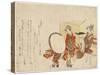 Hikitejaya Mae No Yuki Usagi-Katsushika Hokusai-Stretched Canvas
