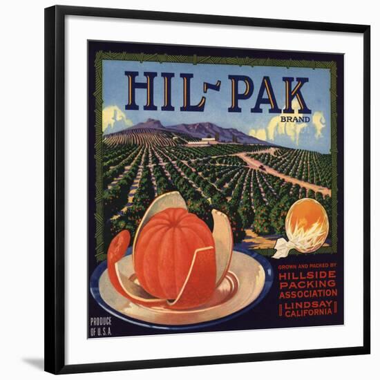 Hil Pak Brand - Lindsay, California - Citrus Crate Label-Lantern Press-Framed Art Print